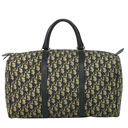 Authentic Christian DIOR Trotter Boston Bag Handbag Travel Bag Canvas Navy