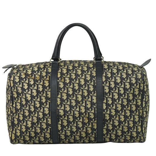 Authentic Christian DIOR Trotter Boston Bag Handbag Travel Bag Canvas Navy