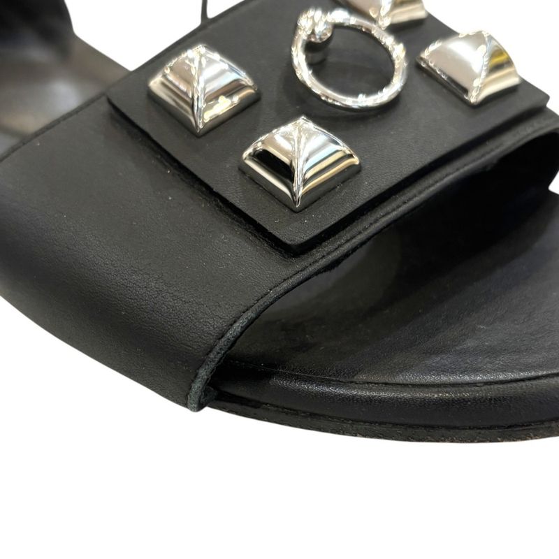 Hermes Desiree Corrie de Chien Ankle Strap Flat Sandals Size 38 About 24.5cm