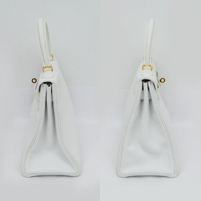 Hermes Kelly 28 Blanc Gold Hardware Y Engraved Taurillon Inner Sewing