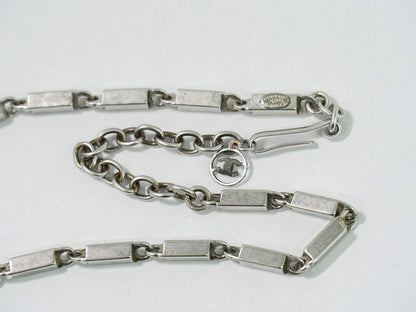 Authentic Chanel Logo Necklace Pendant Plastic Metal Silver Hardware White