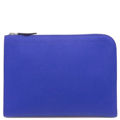 Hermes Clutch Bag Zip Tablet Vaux Epson Blue Electric Silver Hardware Blue