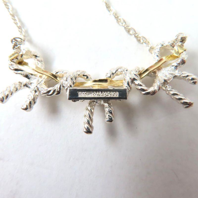 Tiffany & Co Triple Ribbon Combi Necklace Pendant Accessory Sv925 750 Silver