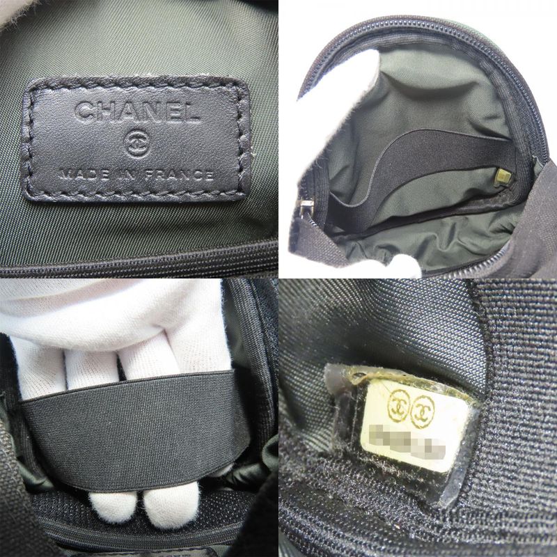 Chanel Shoulder Bag Coco Mark Canvas Black Khaki Pochette Sport 8 Series Ladies