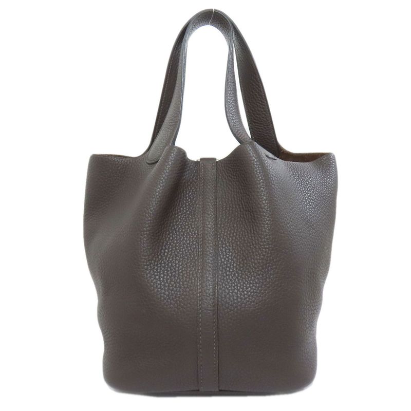 Hermes Picotin Lock MM Silver Hardware Handbag Taurillon Women