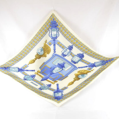 Hermes Pleated Carré Scarf With Box Multicolor 100% Silk High Brand Name