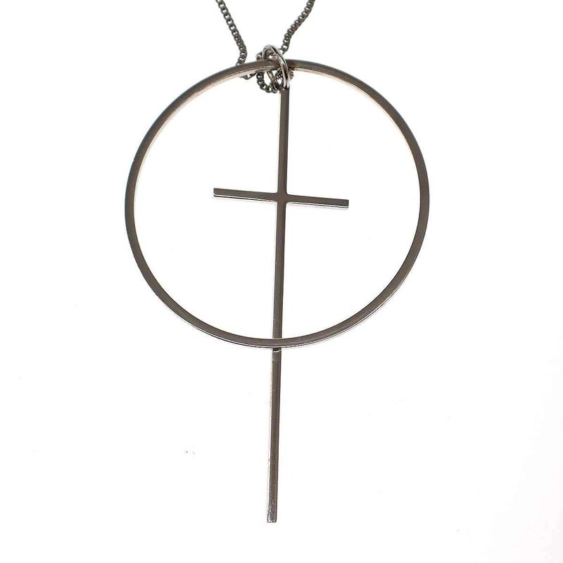 Celine 22ss Circle Cross Long Necklace Silver
