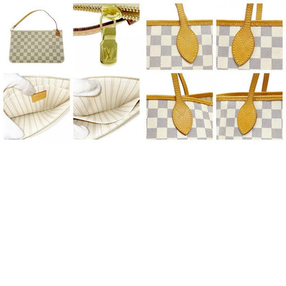 Louis Vuitton N51107 Damier Azure Canvas Neverfull MM Shoulder Bag White 353905