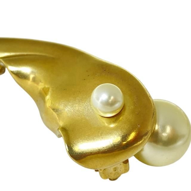 Christian DIOR Ear Cuff Earrings Pearl GP Gold White One Ear