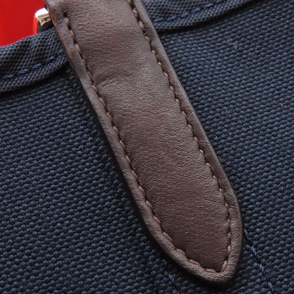 Hermes 2way Bag Sac de Pansage Groom Toile Chevron Navy and Orange Silver