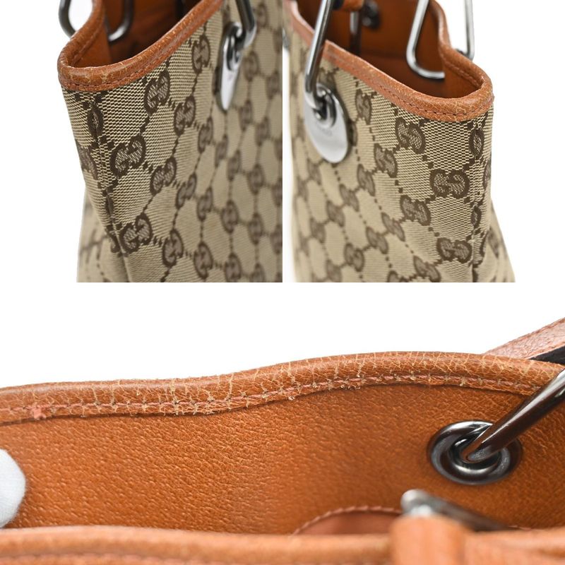 Gucci Shoulder Tote Bag Canvas Leather Brown 36ka917