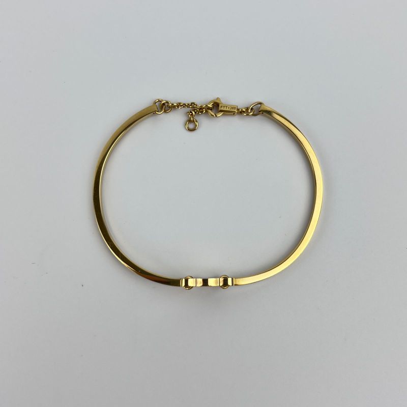 Celine Logo Triomphe Accessory Bracelet Bangle Gold Vintage Women's
