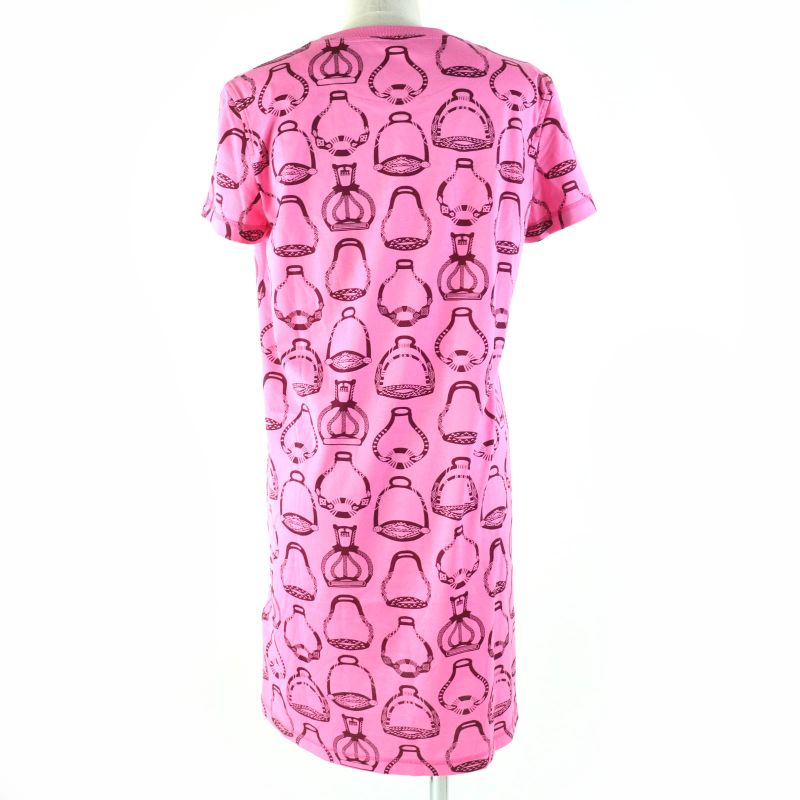 Hermes 3e4510dm Stirrup Illusion 100% Cotton Short Sleeve Short Sleeve Dress