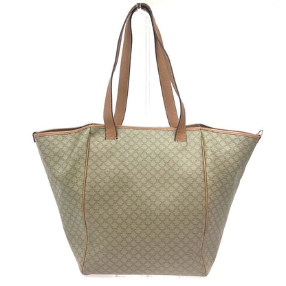 Celine Tote Macadam Shoulder Bag Beige Leather 33ka787