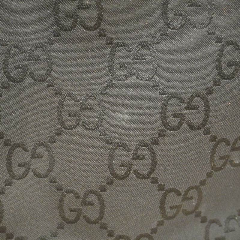 Gucci Shoulder Bag GG Nylon 001 3766 Nylon Black Silver Hardware Women