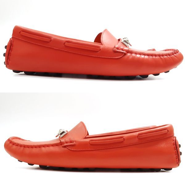 Hermes Moccasins Irving Driving Shoes #38 24.5cm (9.65in) Orange Hermes