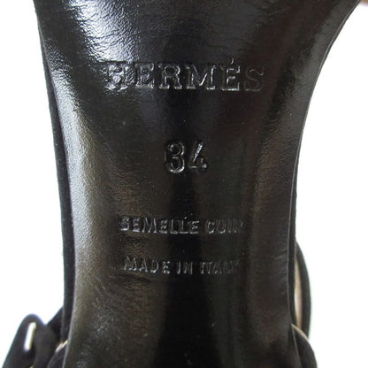 Good Hermes Suede Ankle Strap Sandals 34 21cm (8.27in) Equivalent Black Women's