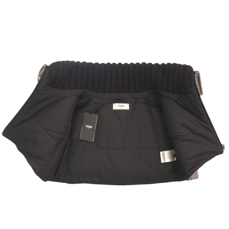 Fendi Zip Up Short Cape Faa406 Size 38 Wool Elastane Polyester Brown Outerwear