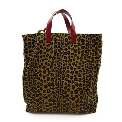 Fendi Leopard Handbag 8bh173 Canvas Ladies Handbag Brown Excellent Condition