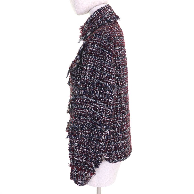 CHANEL P49469 Mohair-alpaca Blend Dallas Coco Mark Button Mixed Tweed Jacket
