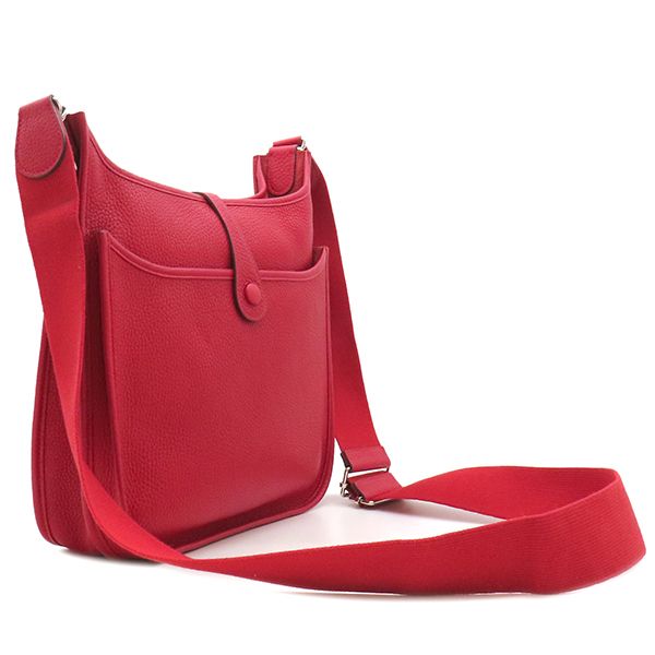 Hermes Shoulder Bag Evelyn 3 PM Taurillon Clemence Rouge Cazac Silver Hardware