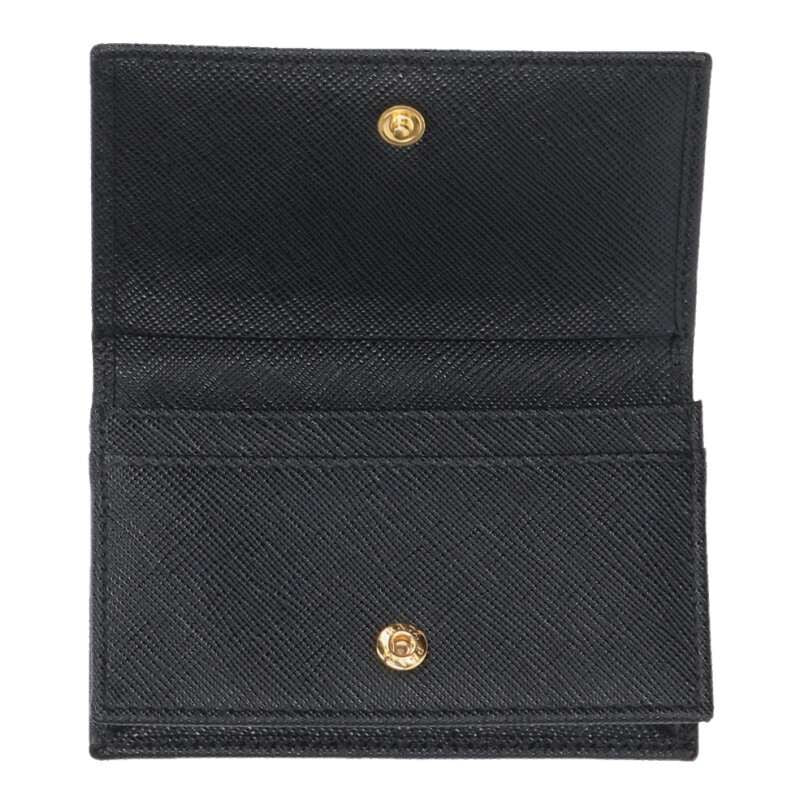 Prada 1mc122 Triangle Plate Saffiano Leather Card Case Men's
