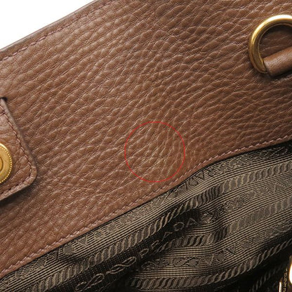 Prada 2way Bag Metal Logo Leather Paliss Andro Gold Hardware Brown Vitello Daino