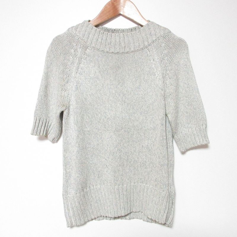 Good Celine Silk Knit Cut and Sewn Size S Light Blue White Women's Used