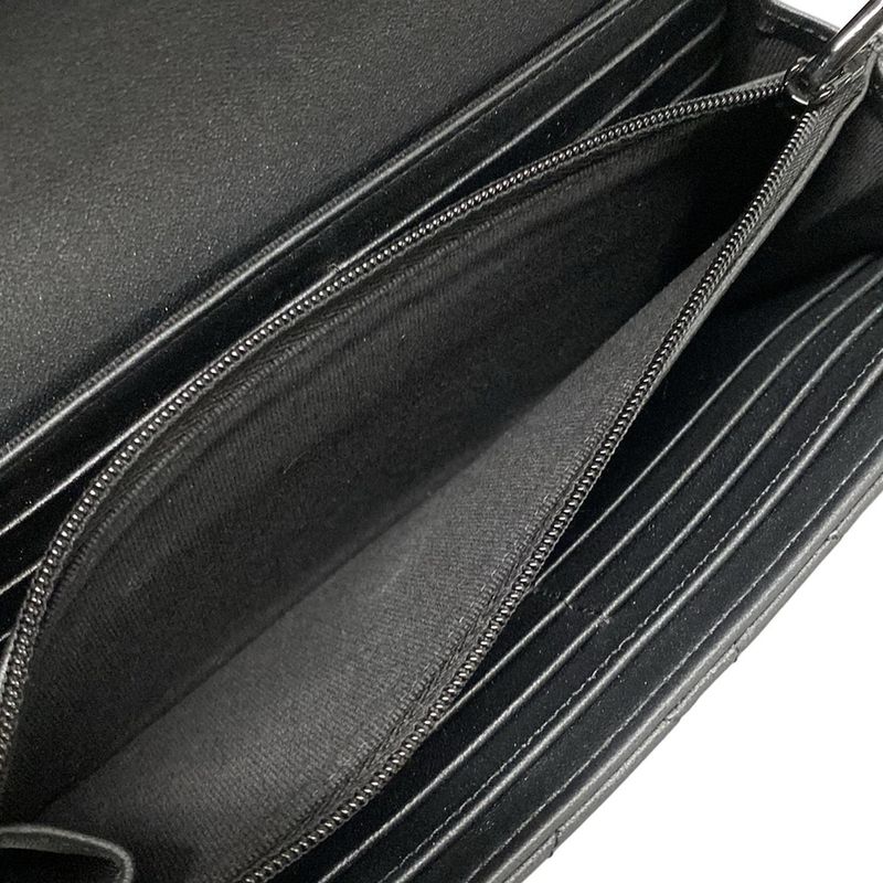 Chanel Long Wallet Matelasse Ap0241 Black Hardware / Sole Black Lambskin