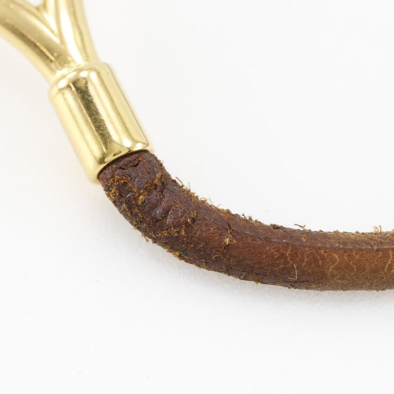 Hermes Jumbo Breath Gold Plated And Leather Ladies 9.6g Bracelet