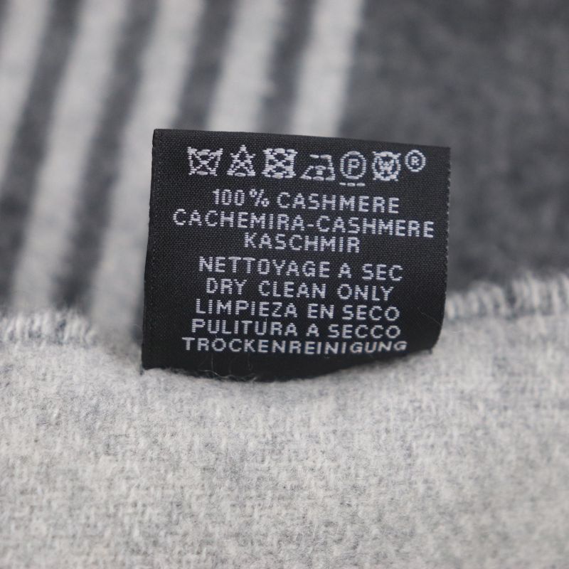  Hermes Sangre À Bucle 100% Cashmere Anthogracito Gris Cles Fringed Scarf With