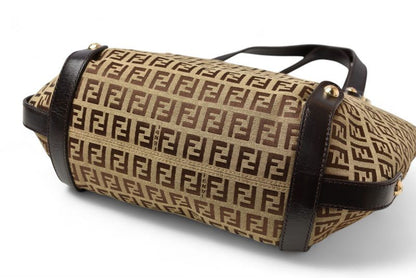 Fendi Tote Shopping Bag Zucchino Fendi Bag Zucca Pattern Brown