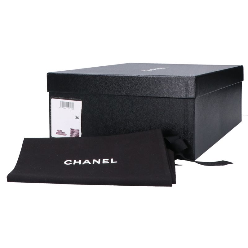 Chanel G35927 Coco Mark Tweed/leather Flats 36C