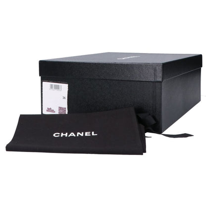 Chanel G35927 Coco Mark Tweed/leather Flats 36C