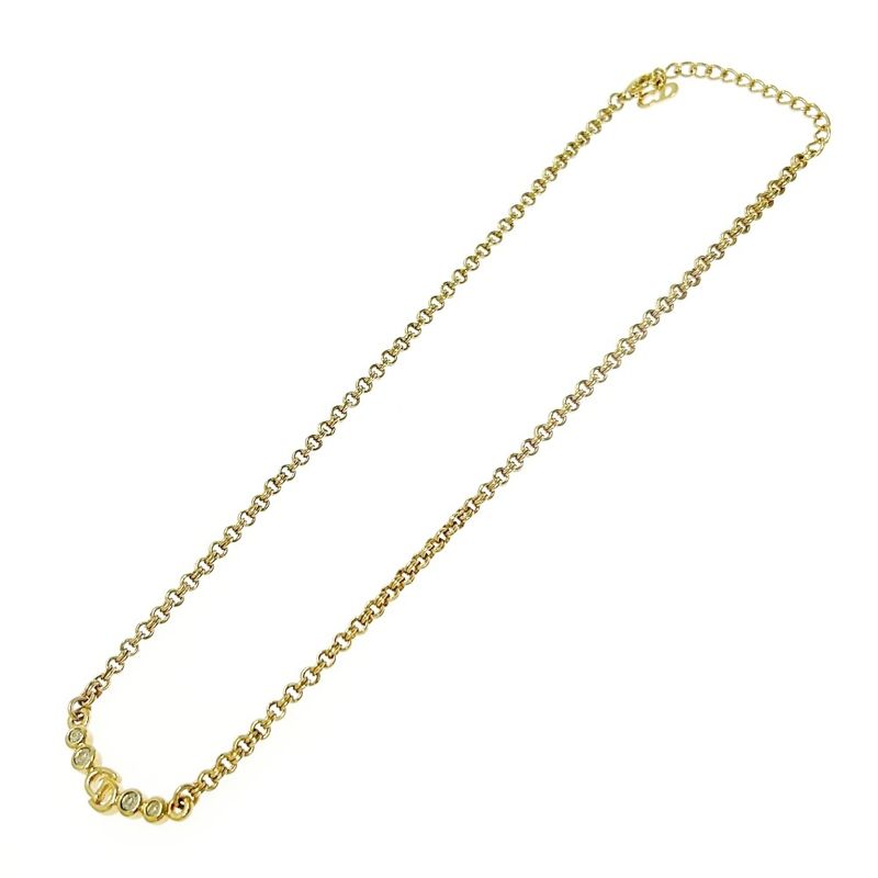 Christian Dior GP Rhinestone CD Logo Necklace Women's Gold 404730 Necklace