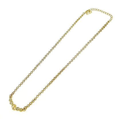 Christian Dior GP Rhinestone CD Logo Necklace Women's Gold 404730 Necklace