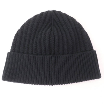 LOEWE Ksa9ot7x01 100% Wool Logo Embroidered Beanie Knit Hat Knit Cap Black Made