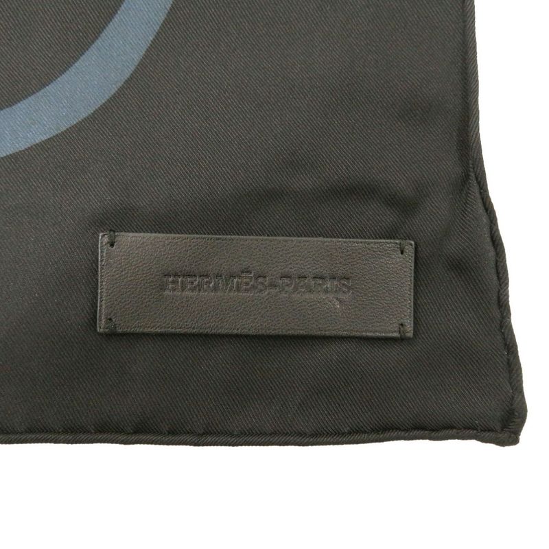 Hermes Carre 90 Silk Beaded Black Gold Black Gold Leather Tag Scarf 1249 Hermes