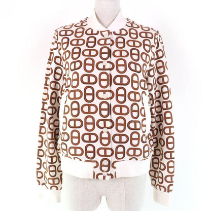 Hermes 24SS 100% Cotton Chaine D'ancre Teddy Blouson Ivory Brown 38 Made In