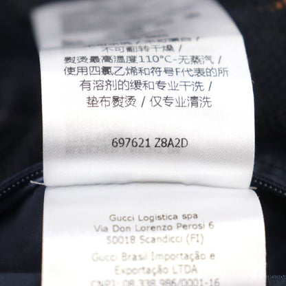 Gucci 697621 Jumbo GG Leather Part Hooded Double Zip Nylon Jacket Multicolor 48