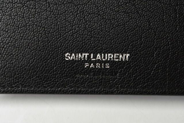Saint Laurent Wallet YSL Saint Laurent Men's Foldable Wallet Star Leather Black