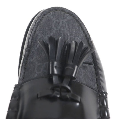 Gucci 673817 Leather GG Supreme Tassel Loafer Moccasin Flat Shoes Black 6