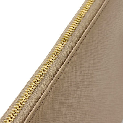 Prada Wallets Women's Branded Long Saffiano Beige 1ml506 Gold Hardware Round