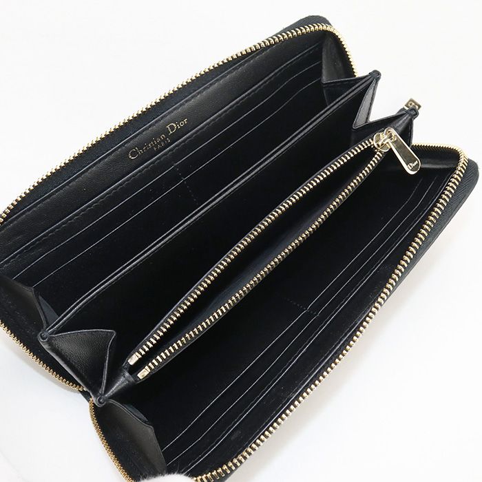 DIOR Long Zip Wallet 30 Montaigne Long Wallet Round Zipper Leather Women