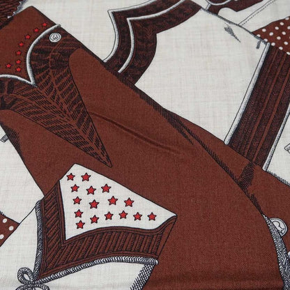 Hermes Carre 140 Scarf Zouavers ET Dragons Bandana Brown Large Shawl