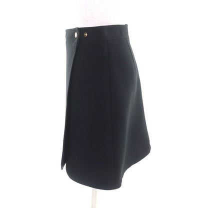 Louis Vuitton 20AW Wool Silk Blend Trapezoid Wrap Skirt With Logo Button Black