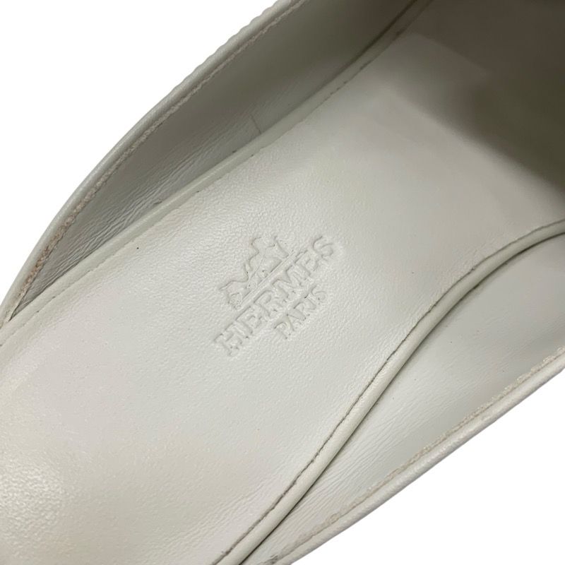 Hermes Jota Flat Shoes Leather Ivory Silver Kelly Hardware Mule Slipper Sandals