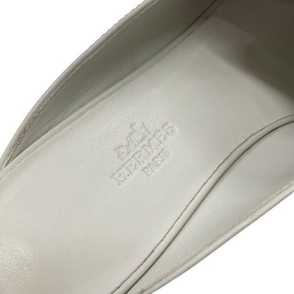 Hermes Jota Flat Shoes Leather Ivory Silver Kelly Hardware Mule Slipper Sandals