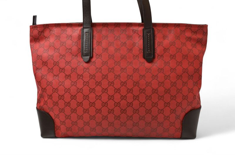 Gucci Tote Shoulder Bag Gucci Coated Canvas GG Dar Cles Red Sherry 308928