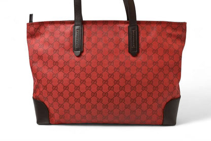 Gucci Tote Shoulder Bag Gucci Coated Canvas GG Dar Cles Red Sherry 308928